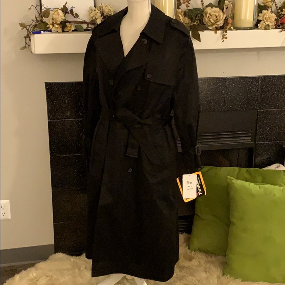 NWT Removable liner Thinsulate black trench coat